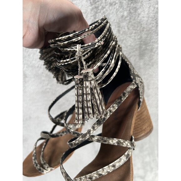 Jeffrey Campbell Women’s 7.5 Despina Snake Tassel Multi Strap Ankle Sandals - Picture 8 of 9